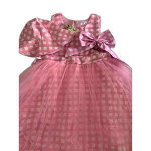 Girls Sleeveless Pink Plaid Dresses